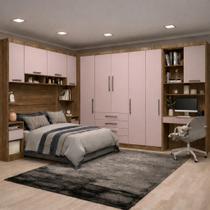 Guarda Roupa Modulado Casal Queen 1,58 m Canto com Escrivaninha Paris Luciane M11 Cor:Rosa Guarda Roupa Modulado Casal Queen 1,58 m Canto com Escrivaninha Paris Luciane M11 Cor:Rosa