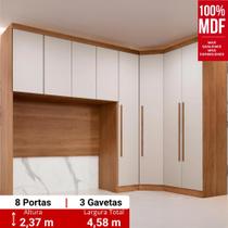 Guarda Roupa Modulado Casal Safira 010 em MDF Com 8 Portas e 3 Gavetas