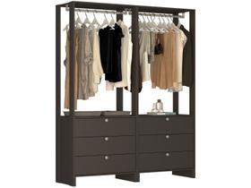 Guarda-Roupa Modulado Closet 2 Peças 2 Cabideiros e 6 Gavetas Yes Preto/Grafite Intenso Guarda-Roupa Modulado Closet 2 Peças 2 Cabideiros e 6 Gavetas Yes Preto/Grafite Intenso