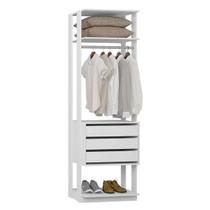 Guarda-Roupa Modulado Closet 3 Gavetas Cabideiro Clothes BE - Branco