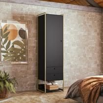 Guarda Roupa Modulado Closet Industrial 54cm com Cabideiro Porta 2 Gavetas Preto Guarda Roupa Modulado Closet Industrial 54cm com Cabideiro Porta 2 Gavetas Preto