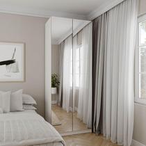 Guarda-Roupa Modulado com Espelho 2 Portas com Cabideiro e 2 Gavetas Hera CabeCasa MadeiraMadeira Branco Geada/Louro/Cinza