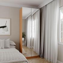 Guarda-Roupa Modulado com Espelho 2 Portas com Cabideiro e 2 Gavetas Hera CabeCasa MadeiraMadeira Louro/Cinza Guarda-Roupa Modulado com Espelho 2 Portas com Cabideiro e 2 Gavetas Hera CabeCasa MadeiraMadeira Louro/Cinza