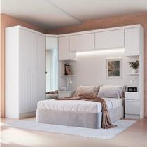 Guarda-Roupa Modulado com Espelho 7 Peças Infinity Branco/Line Guarda-Roupa Modulado com Espelho 7 Peças Infinity Branco/Line