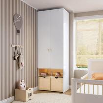 Guarda-roupa Modulado com Led, 2 Portas e 2 Caixas Organizadoras Wave Casatema Branco/Natural Guarda-roupa Modulado com Led, 2 Portas e 2 Caixas Organizadoras Wave Casatema Branco/Natural