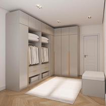 Guarda-Roupa Modulado de Canto 10 Peças 14 Portas Jade CabeCasa MadeiraMadeira Cinza Urbano