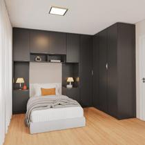 Guarda-roupa Modulado de Canto 10 Portas 6 Peças Hera Cabecasa Madeiramadeira Preto/Cinza