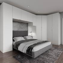 Guarda Roupa Modulado de Canto 10 Portas e 2 Mesas de Cabeceira Hera CabeCasa MadeiraOriginals