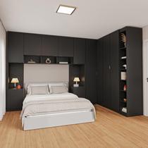 Guarda-roupa Modulado de Canto 11 Portas 7 Peças Hera Cabecasa Madeiramadeira Preto/Cinza