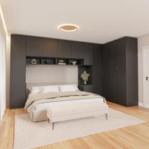 Guarda-roupa Modulado de Canto 11 Portas 8 Peças Hera Cabecasa Madeiramadeira Preto/Cinza