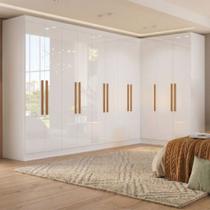 Guarda-Roupa Modulado de Canto 11 Portas e 4 Gavetas Paris Branco
