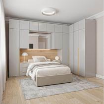 Guarda-Roupa Modulado de Canto 12 Peças 17 Portas 2 Mesas de Cabeceira Jade CabeCasa MadeiraMadeira Cinza Urbano Guarda-Roupa Modulado de Canto 12 Peças 17 Portas 2 Mesas de Cabeceira Jade CabeCasa MadeiraMadeira Cinza Urbano