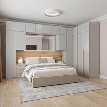 Guarda-Roupa Modulado de Canto 12 Peças 17 Portas 2 Mesas de Cabeceira Jade CabeCasa MadeiraMadeira Cinza Urbano