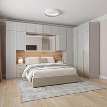 Guarda-Roupa Modulado de Canto 12 Peças 17 Portas 2 Mesas de Cabeceira Jade CabeCasa MadeiraMadeira Cinza Urbano Guarda-Roupa Modulado de Canto 12 Peças 17 Portas 2 Mesas de Cabeceira Jade CabeCasa MadeiraMadeira Cinza Urbano