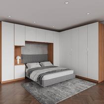 Guarda Roupa Modulado de Canto 12 Portas 6 Peças 1 Mesa de Cabeceira Hera CabeCasa MadeiraMadeira Louro/Branco Geada Guarda Roupa Modulado de Canto 12 Portas 6 Peças 1 Mesa de Cabeceira Hera CabeCasa MadeiraMadeira Louro/Branco Geada
