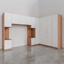 Guarda Roupa Modulado de Canto 12 Portas 6 Peças 2 Mesas de Cabeceira Hera CabeCasa MadeiraMadeira Louro/Branco Geada Guarda Roupa Modulado de Canto 12 Portas 6 Peças 2 Mesas de Cabeceira Hera CabeCasa MadeiraMadeira Louro/Branco Geada