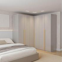 Guarda-Roupa Modulado de Canto 3 Peças 6 Portas Jade CabeCasa MadeiraMadeira Cinza Urbano