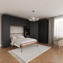 Guarda Roupa Modulado de Canto 5 Peças 10 portas Hera CabeCasa MadeiraMadeira Preto