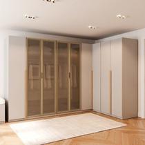 Guarda-Roupa Modulado de Canto 5 Peças 9 Portas Jade CabeCasa MadeiraOriginals Cinza/Urbano/Avelã