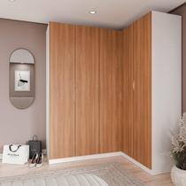 Guarda Roupa Modulado de Canto 5 portas 3 Peças Hera CabeCasa MadeiraMadeira Branco Geada/Louro Guarda Roupa Modulado de Canto 5 portas 3 Peças Hera CabeCasa MadeiraMadeira Branco Geada/Louro