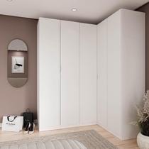 Guarda Roupa Modulado de Canto 5 portas 3 Peças Hera CabeCasa MadeiraMadeira Branco Geada