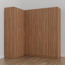 Guarda Roupa Modulado de Canto 6 Portas 3 Peças Hera Cabecasa Madeiramadeira Louro/Cromado