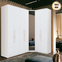 Guarda Roupa Modulado de Canto 7 Portas com Espelho 3 Peças Decor