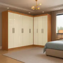 Guarda-roupa Modulado de Canto 9 Portas e 2 Gavetas Paris