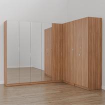 Guarda Roupa Modulado de Canto com Espelho 9 Portas 4 Peças Hera CabeCasa MadeiraOriginals Guarda Roupa Modulado de Canto com Espelho 9 Portas 4 Peças Hera CabeCasa MadeiraOriginals