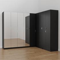 Guarda Roupa Modulado de Canto com Espelho 9 Portas 4 Peças Hera CabeCasa MadeiraOriginals Guarda Roupa Modulado de Canto com Espelho 9 Portas 4 Peças Hera CabeCasa MadeiraOriginals