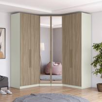 Guarda-Roupa Modulado de Canto com Espelho Seletto Marrom/Areia/Jequetibá Guarda-Roupa Modulado de Canto com Espelho Seletto Marrom/Areia/Jequetibá