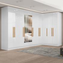 Guarda-roupa Modulado de Canto com Puxadores Mdf e Espelho Paris Guarda-roupa Modulado de Canto com Puxadores Mdf e Espelho Paris