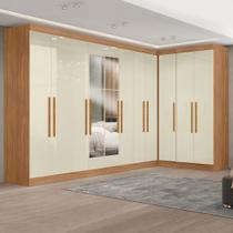 Guarda-roupa Modulado de Canto com Puxadores Mdf e Espelho Paris Guarda-roupa Modulado de Canto com Puxadores Mdf e Espelho Paris