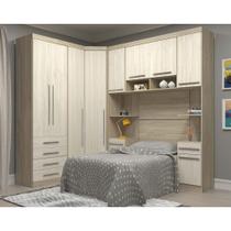 Guarda Roupa Modulado de Canto Solteiro 10 Portas 6 Gavetas Armario Ponte com Cabeceira Master Luciane Móveis