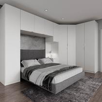 Guarda Roupa Modulado de Casal 10 Portas 5 Peças e 1 Cabeceira Hera CabeCasa MadeiraOriginals Branco/Algodão Guarda Roupa Modulado de Casal 10 Portas 5 Peças e 1 Cabeceira Hera CabeCasa MadeiraOriginals Branco/Algodão