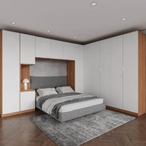Guarda Roupa Modulado de Casal 12 Portas 6 Peças 1 Mesa de Cabeceira Hera CabeCasa MadeiraOriginals