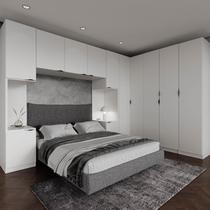 Guarda Roupa Modulado de Casal 12 Portas 6 Peças 2 Mesas de Cabeceira Hera CabeCasa MadeiraMadeira