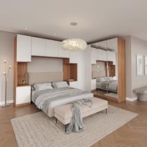 Guarda Roupa Modulado de Casal 12 Portas 6 Peças Espelho 2 Cabeceiras Hera CabeCasa MadeiraOriginals Guarda Roupa Modulado de Casal 12 Portas 6 Peças Espelho 2 Cabeceiras Hera CabeCasa MadeiraOriginals