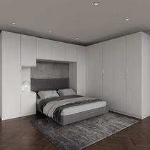 Guarda Roupa Modulado de Casal 12 Portas 6 Peças Hera CabeCasa MadeiraMadeira Branco Geada