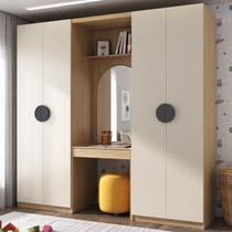 Guarda-Roupa Modulado Infantil 3 Peças 4 Portas com Espelho e LED Joy Kids CabeCasa MadeiraOriginals Cinza/Avena Guarda-Roupa Modulado Infantil 3 Peças 4 Portas com Espelho e LED Joy Kids CabeCasa MadeiraOriginals Cinza/Avena