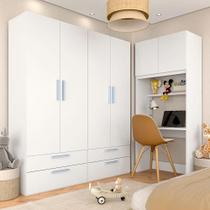 Guarda Roupa Modulado Infantil Com Escrivaninha Joy Branco/azul - M.a Guarda Roupa Modulado Infantil Com Escrivaninha Joy Branco/azul - M.a