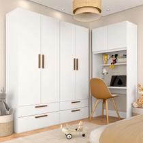 Guarda Roupa Modulado Infantil Com Escrivaninha Joy Branco/freij - M.a Guarda Roupa Modulado Infantil Com Escrivaninha Joy Branco/freij - M.a