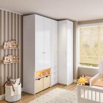 Guarda-roupa Modulado Infantil com Led 3 Peças 4 Portas Wave Casatema MadeiraOriginals Guarda-roupa Modulado Infantil com Led 3 Peças 4 Portas Wave Casatema MadeiraOriginals