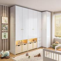 Guarda-roupa Modulado Infantil com Led 4 Peças 6 Portas Wave Casatema Branco/Natural Guarda-roupa Modulado Infantil com Led 4 Peças 6 Portas Wave Casatema Branco/Natural