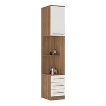 Guarda Roupa Modulado Irlanda 1 Porta com Mesa de Cabeceira Amêndola/Branco - Demartêz Guarda Roupa Modulado Irlanda 1 Porta com Mesa de Cabeceira Amêndola/Branco - Demartêz