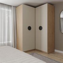 Guarda-roupa Modulado Joy 2 Peças Canto, Nicho com 2 Gavetas Cabecasa Madeiramadeira Cinza Guarda-roupa Modulado Joy 2 Peças Canto, Nicho com 2 Gavetas Cabecasa Madeiramadeira Cinza