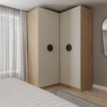 Guarda-Roupa Modulado Joy 2 Peças Canto, Nicho com 2 Gavetas CabeCasa MadeiraOriginals Cinza/Sereno/Avena Guarda-Roupa Modulado Joy 2 Peças Canto, Nicho com 2 Gavetas CabeCasa MadeiraOriginals Cinza/Sereno/Avena