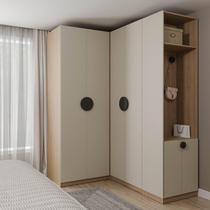 Guarda-roupa Modulado Joy 3 Peças Canto, Nicho com 2 Gavetas e Sapateira Cabecasa Madeiramadeira Cinza Guarda-roupa Modulado Joy 3 Peças Canto, Nicho com 2 Gavetas e Sapateira Cabecasa Madeiramadeira Cinza