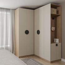 Guarda-Roupa Modulado Joy 3 Peças Canto, Nicho com 2 Gavetas e Sapateira CabeCasa MadeiraOriginals Cinza/Sereno/Avena Guarda-Roupa Modulado Joy 3 Peças Canto, Nicho com 2 Gavetas e Sapateira CabeCasa MadeiraOriginals Cinza/Sereno/Avena