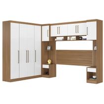 Guarda Roupa Modulado Módena Composição 01 Casal 77001 Amêndola Touch / Branco Demóbile